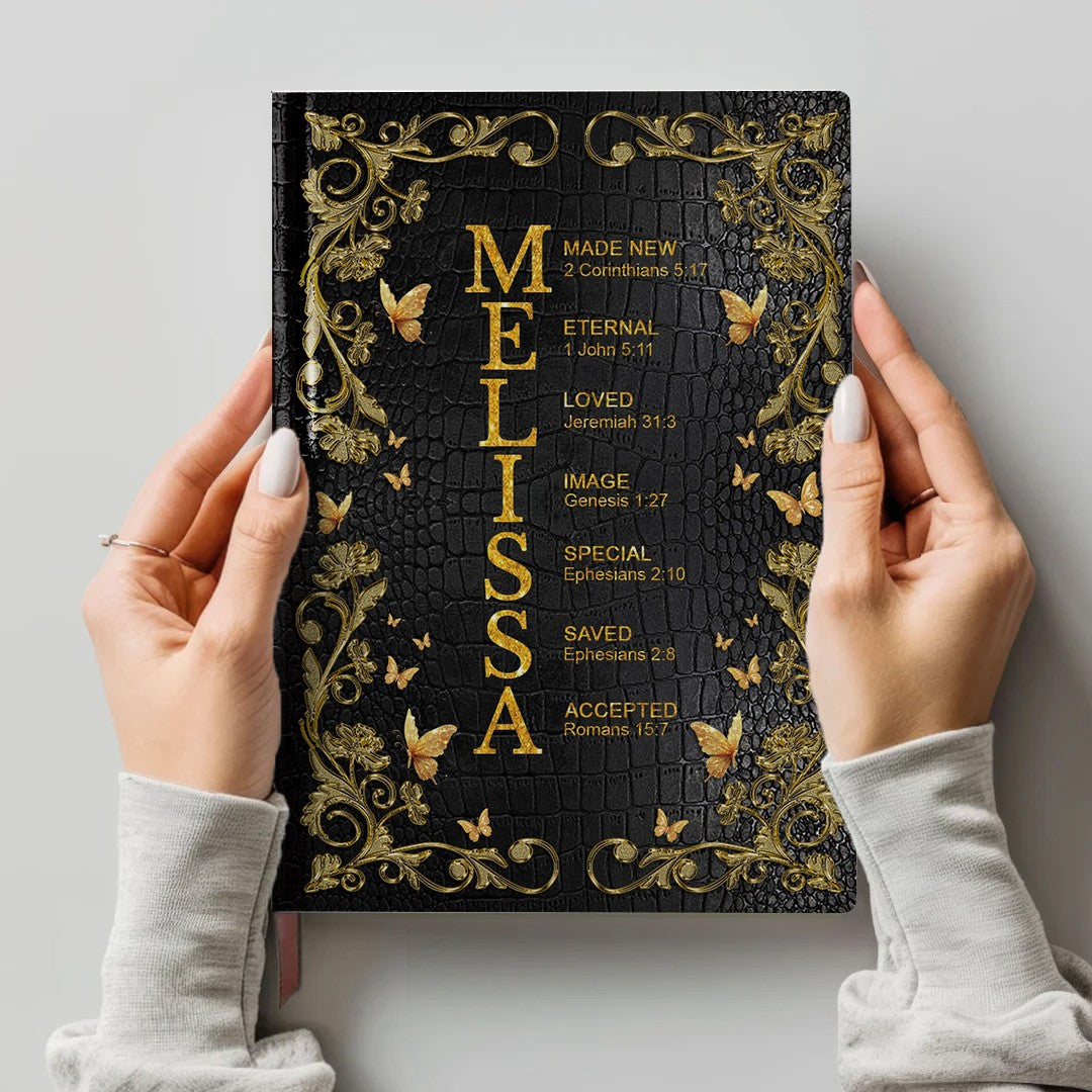 Custom Bible Verse & Name – Uncover the sacred meaning of your name | Personalized Leather Notebook