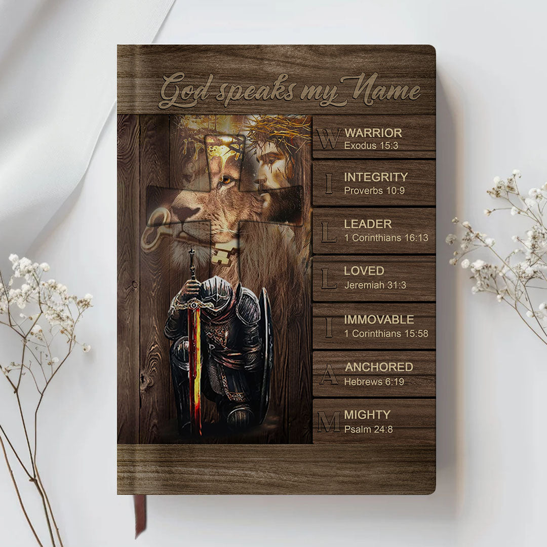 Personalized Leather Notebook – Custom Name & Skin Tone with Bible Verses for Each Letter | Christian Gift for Men & Women