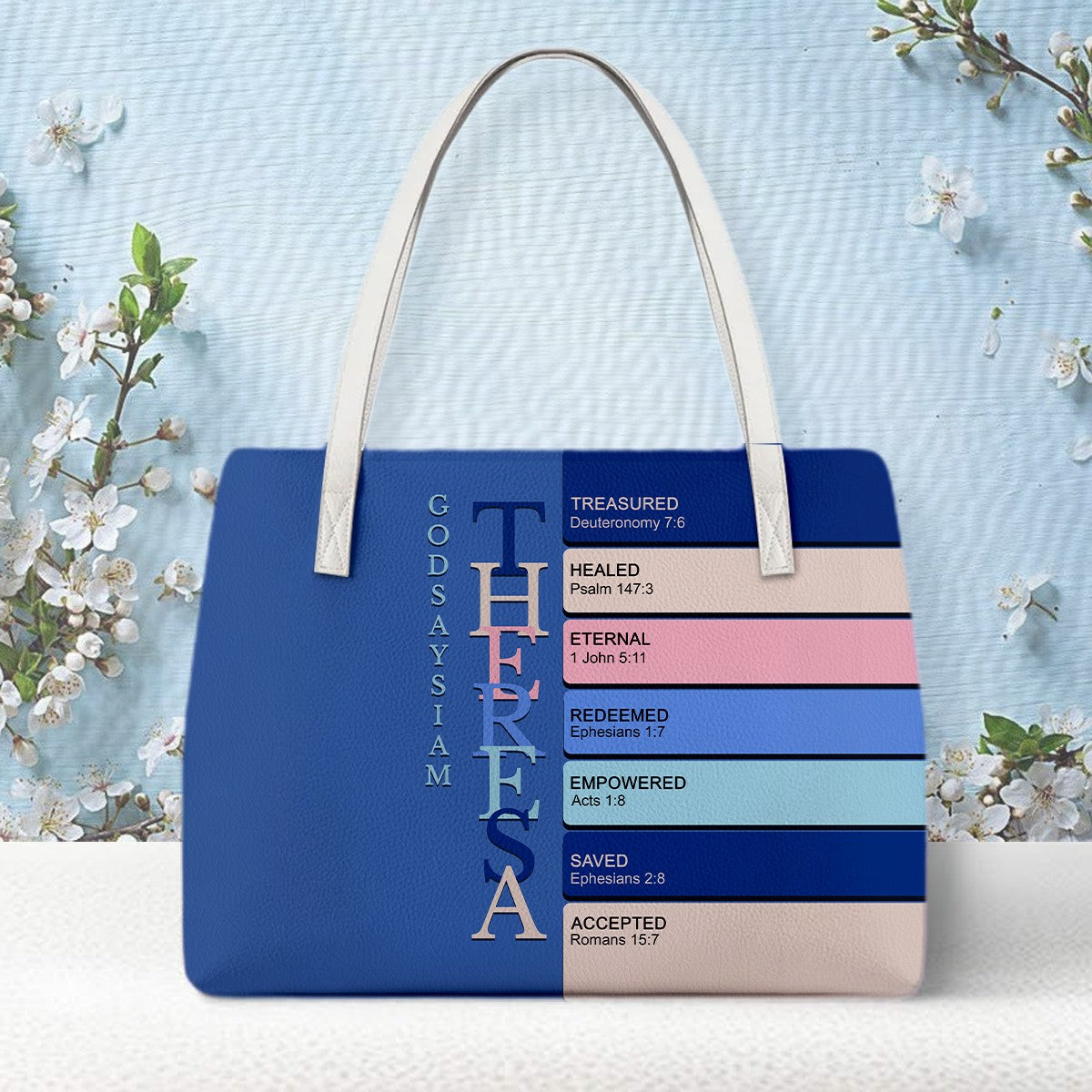 Personalized Christian Tote Bag – God Says I Am Custom Name & Color with Bible Verses | CHRISTIANARTBAG