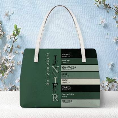 Personalized Christian Tote Bag – God Says I Am Custom Name & Color with Bible Verses | CHRISTIANARTBAG
