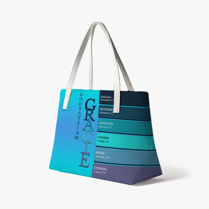 Personalized Christian Tote Bag – God Says I Am Custom Name & Color with Bible Verses | CHRISTIANARTBAG