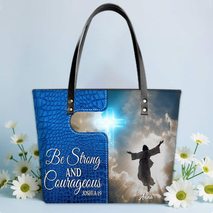 Personalized Leather Tote Bag Luxury – Custom Christian Bible Verse Tote by CHRISTIANARTBAG
