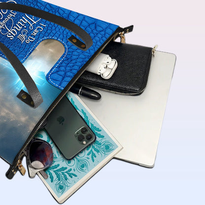 Personalized Leather Tote Bag Luxury – Custom Christian Bible Verse Tote by CHRISTIANARTBAG