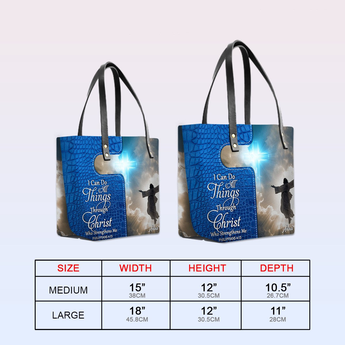 Personalized Leather Tote Bag Luxury – Custom Christian Bible Verse Tote by CHRISTIANARTBAG