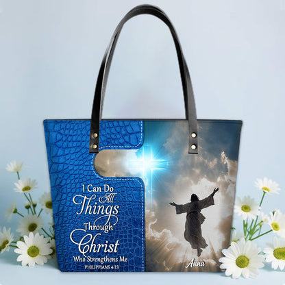 Personalized Leather Tote Bag Luxury – Custom Christian Bible Verse Tote by CHRISTIANARTBAG