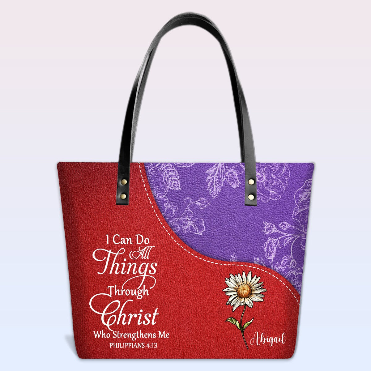 Personalized Leather Handbag – Christian Bible Verse Tote by CHRISTIANARTBAG | Faith-Inspired Gift for Women