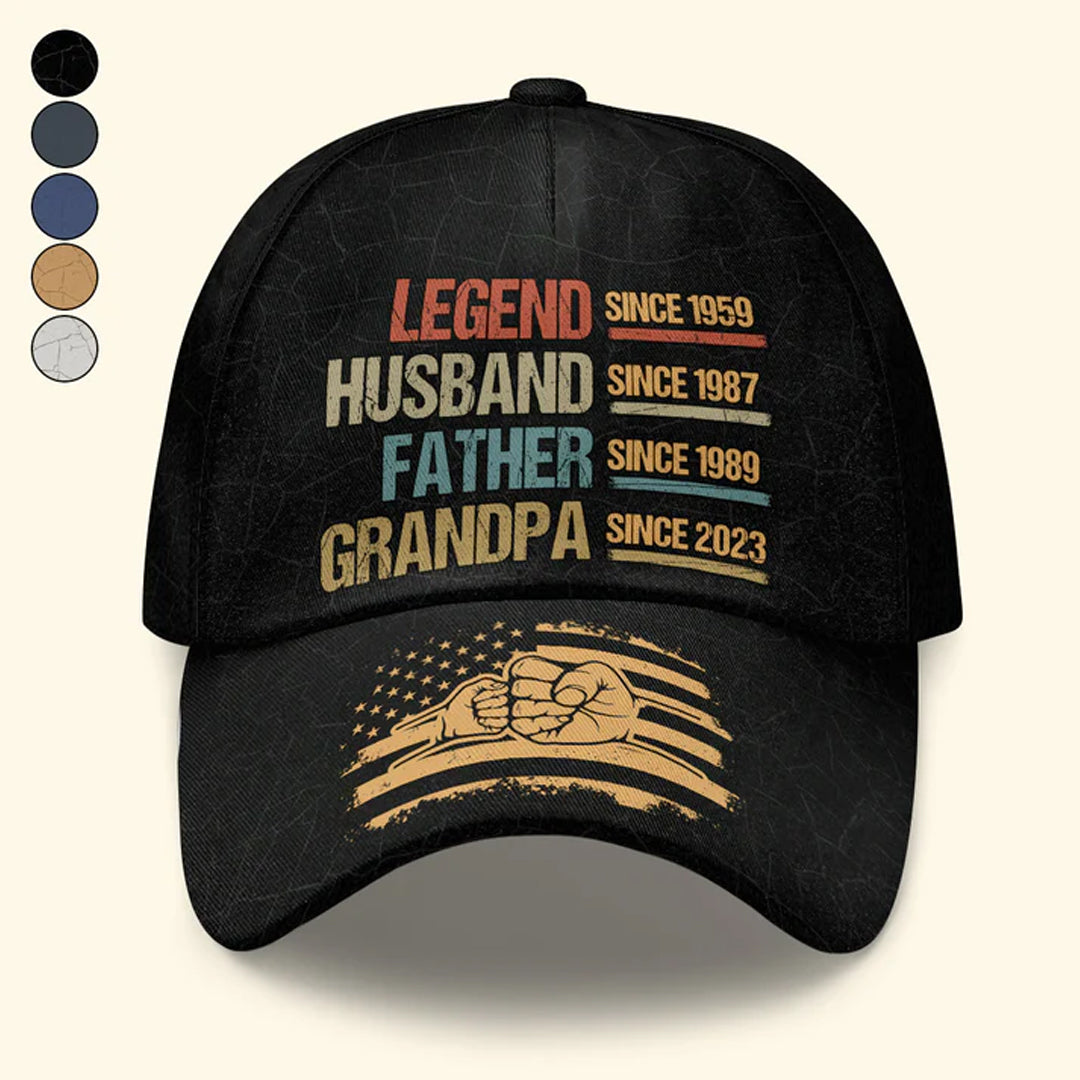 Christianartbag Cap, Legend Husband Father Grandpa Since Cap, Personalized Cap, Cap for Dad, CABCAP02230524.