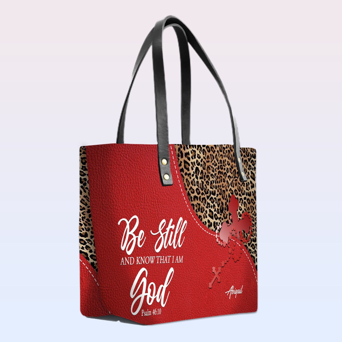 Personalized Christian Leather Tote Bag Luxury – Bible Verse Handbag by CHRISTIANARTBAG