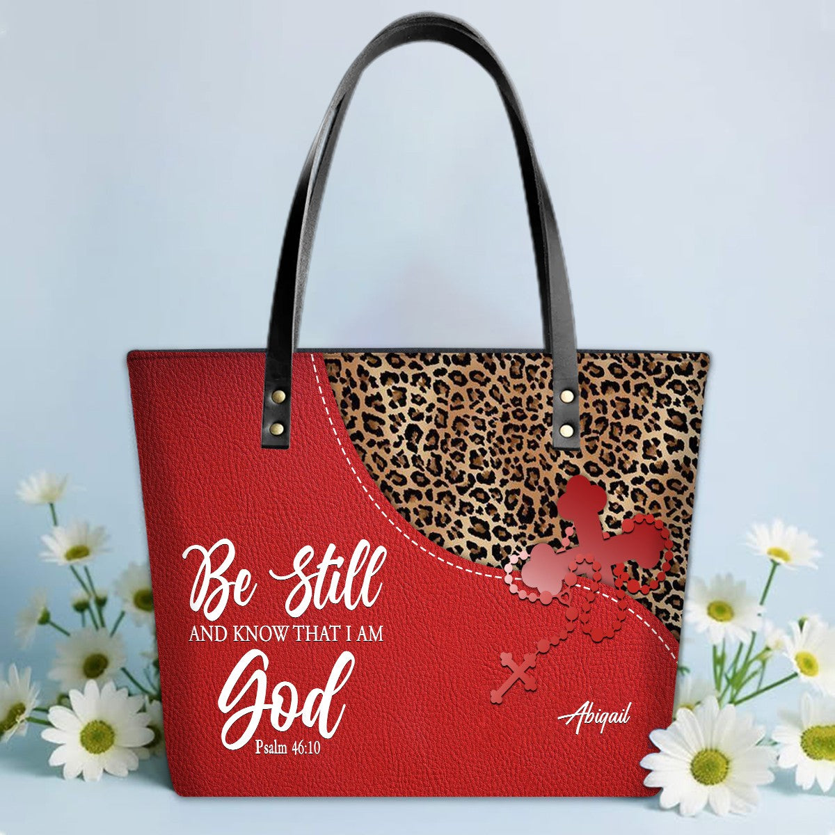 Personalized Christian Leather Tote Bag Luxury – Bible Verse Handbag by CHRISTIANARTBAG