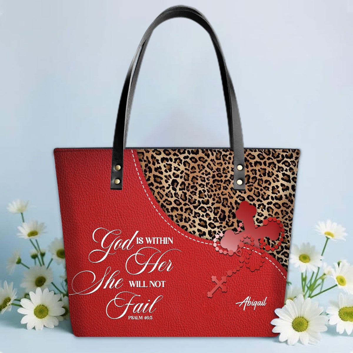 Personalized Christian Leather Tote Bag Luxury – Bible Verse Handbag by CHRISTIANARTBAG