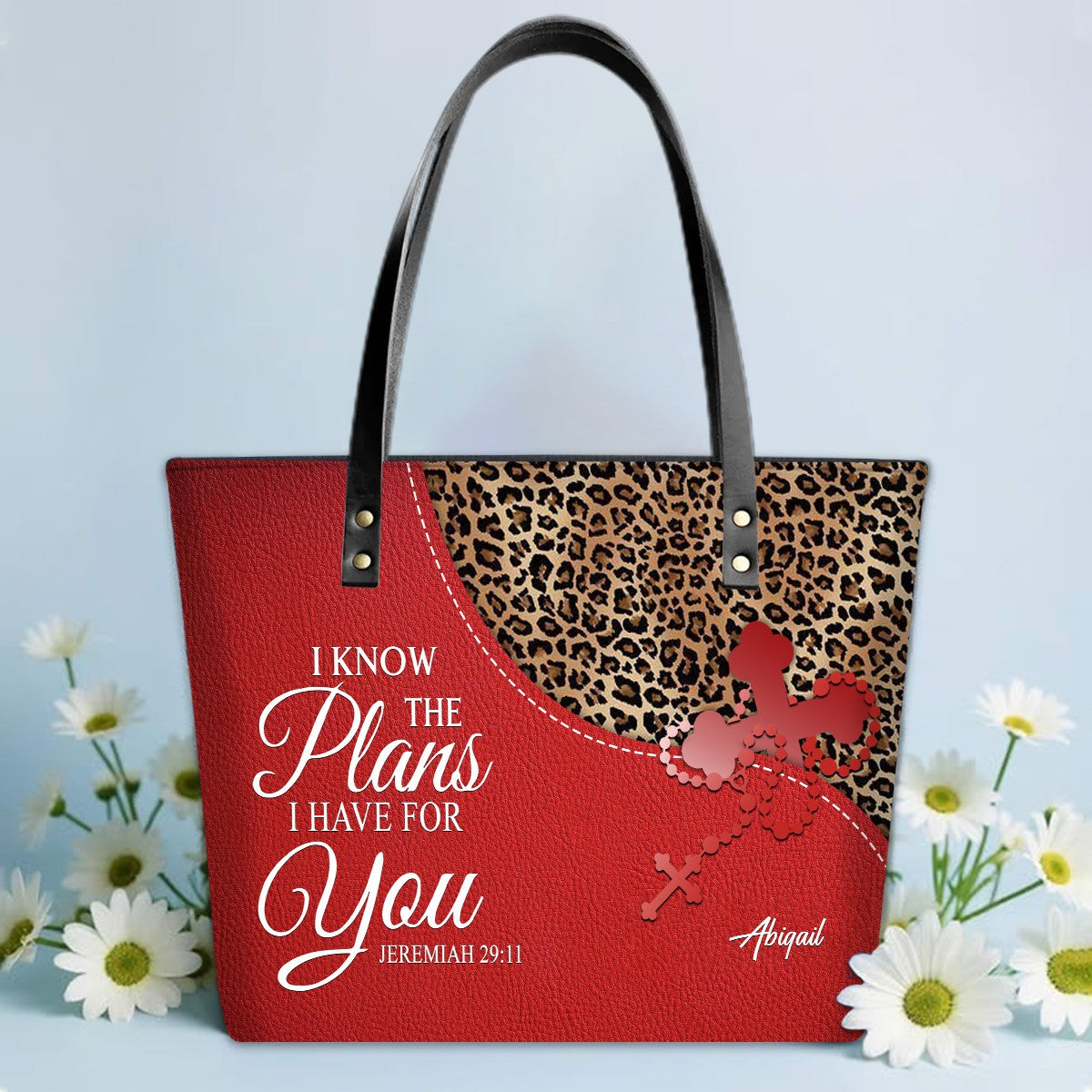 Personalized Christian Leather Tote Bag Luxury – Bible Verse Handbag by CHRISTIANARTBAG