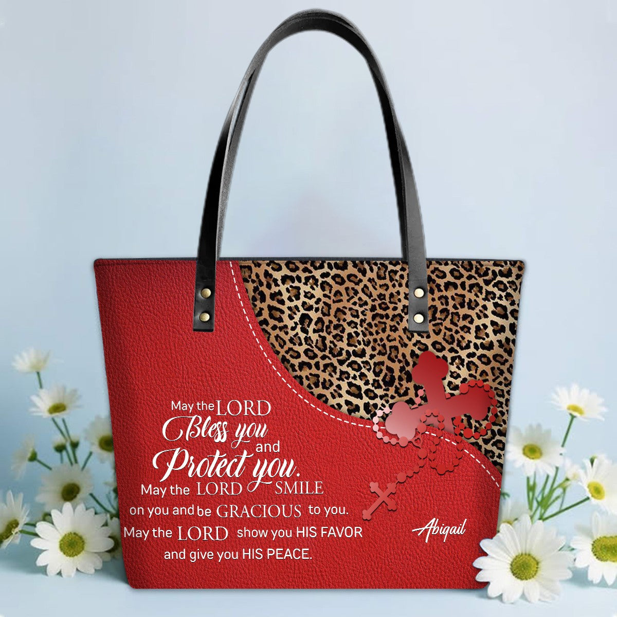 Personalized Christian Leather Tote Bag Luxury – Bible Verse Handbag by CHRISTIANARTBAG