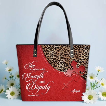 Personalized Christian Leather Tote Bag Luxury – Bible Verse Handbag by CHRISTIANARTBAG