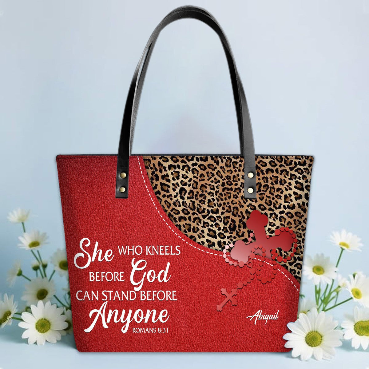 Personalized Christian Leather Tote Bag Luxury – Bible Verse Handbag by CHRISTIANARTBAG