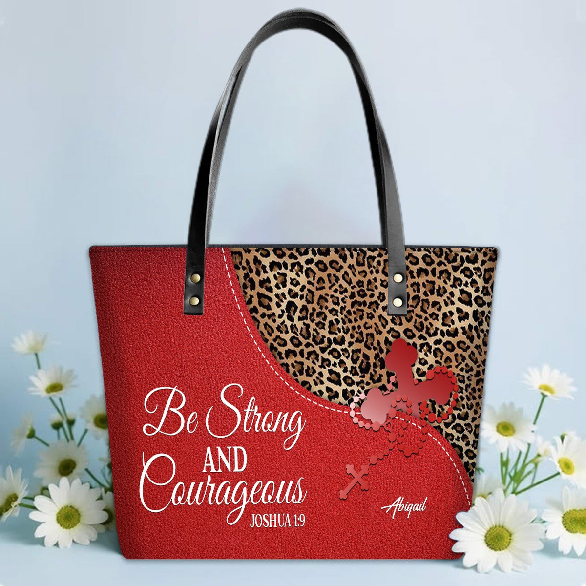 Personalized Christian Leather Tote Bag Luxury – Bible Verse Handbag by CHRISTIANARTBAG