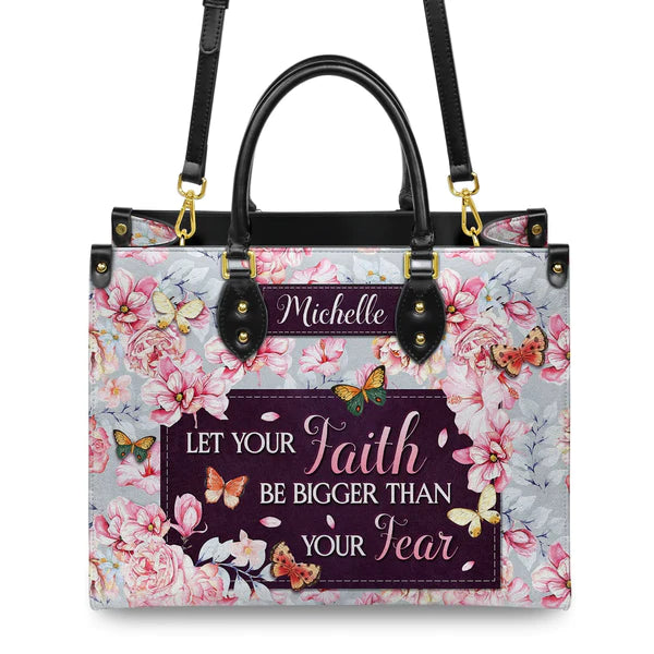 Christianartbag Handbags, Let Your Faith Be Bigger Than Your Fear, Handbag Design, Monogram Leather Handbag, Gifts for Women, CABLTB05271223. - Christian Art Bag