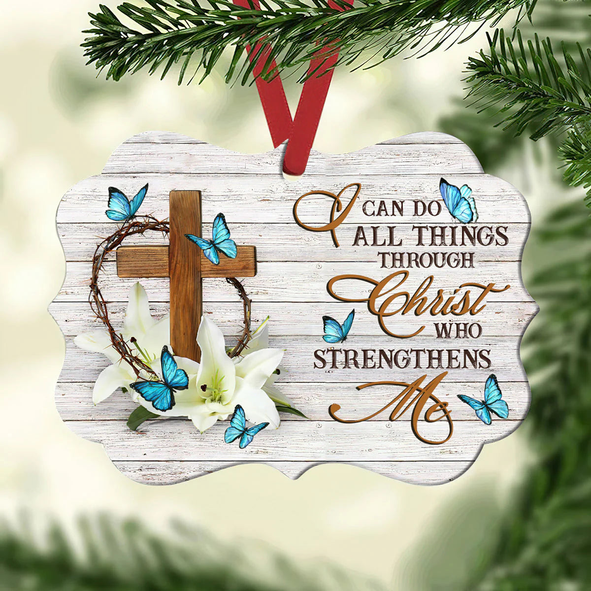 Christianartbag Ornament, I Can Do All Things Faith Butterfly, Christmas Ornament, Christmas Gift, Personalized Ornament. - Christian Art Bag