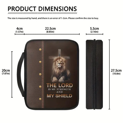 Majestic Lion 'The Lord is My Shield' Personalized Canvas Bible Cover | CHRISTIANARTBAG