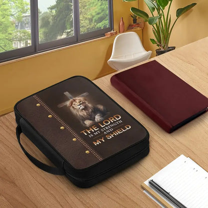 Majestic Lion 'The Lord is My Shield' Personalized Canvas Bible Cover | CHRISTIANARTBAG