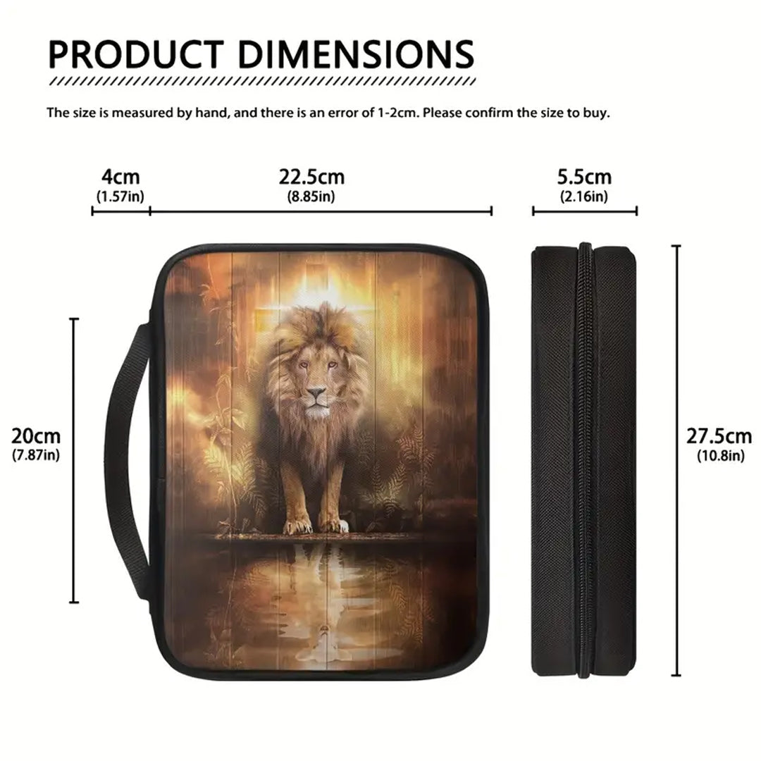 Regal Lion & Serene Sheep Canvas Bible Cover – Customizable Spiritual Emblem | CHRISTIANARTBAG