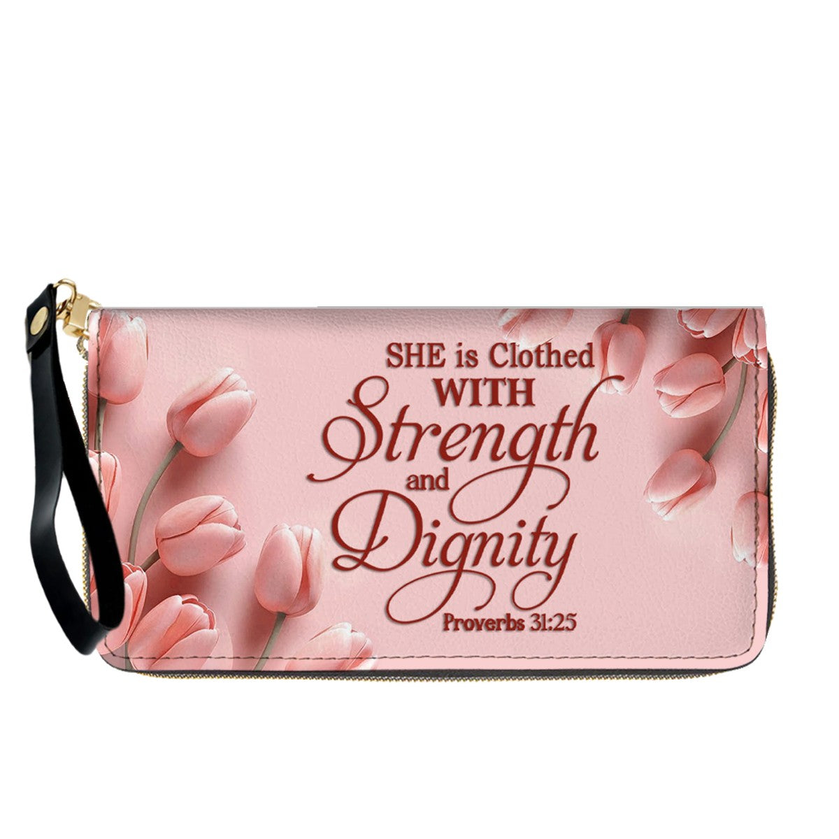 Personalized Leather Handbag for Women – Custom Name Christian Bible Verse Purse – Floral Pink Tulip Scripture Bag – Gift by CHRISTIANARTBAG CAB 022726