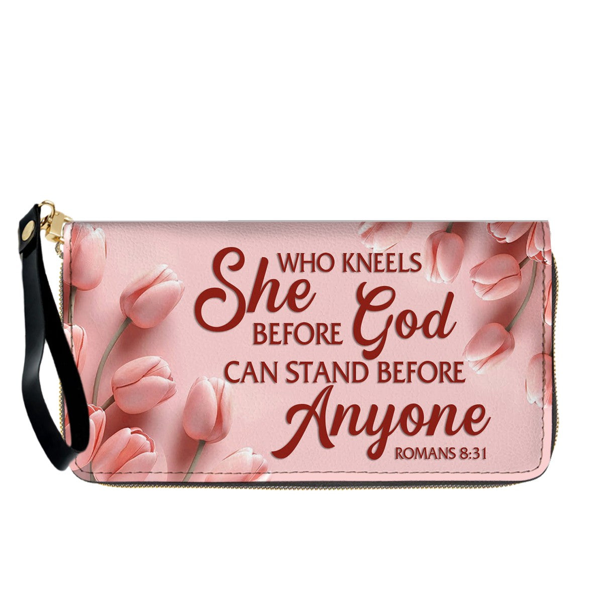 Personalized Leather Handbag for Women – Custom Name Christian Bible Verse Purse – Floral Pink Tulip Scripture Bag – Gift by CHRISTIANARTBAG CAB 022726