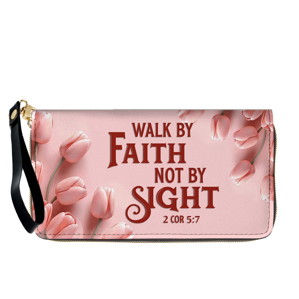 Personalized Leather Handbag for Women – Custom Name Christian Bible Verse Purse – Floral Pink Tulip Scripture Bag – Gift by CHRISTIANARTBAG CAB 022726