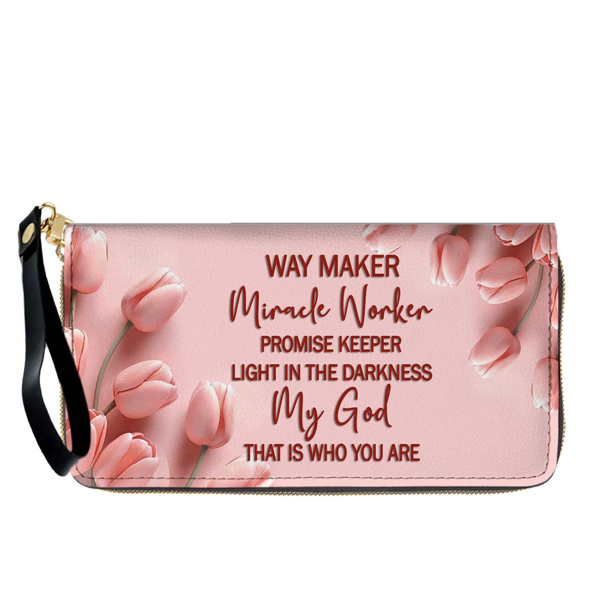 Personalized Leather Handbag for Women – Custom Name Christian Bible Verse Purse – Floral Pink Tulip Scripture Bag – Gift by CHRISTIANARTBAG CAB 022726