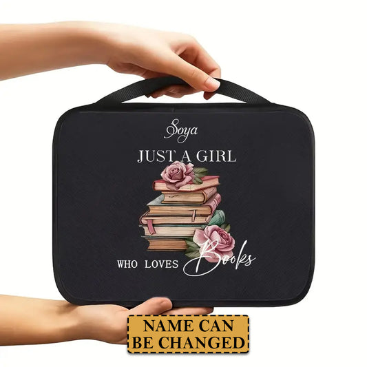 Personalized 'Just a Girl Who Loves Books' Canvas Bible Cover | Book Lovers' Edition | CHRISTIANARTBAG