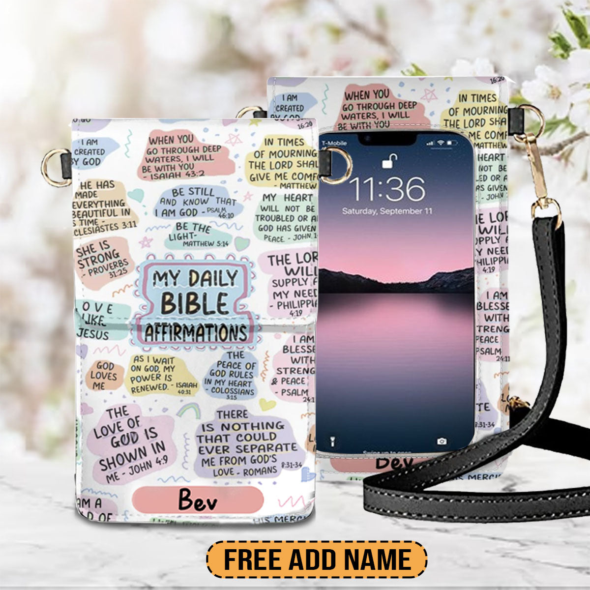 Christianartbag Phone Bag, Bible Daily Affirmations Personalized Phone Bag, Personalized Phone Bag, Leather Phone Bags, Phone Bags Crossbody, CABPB01210823. - Christian Art Bag