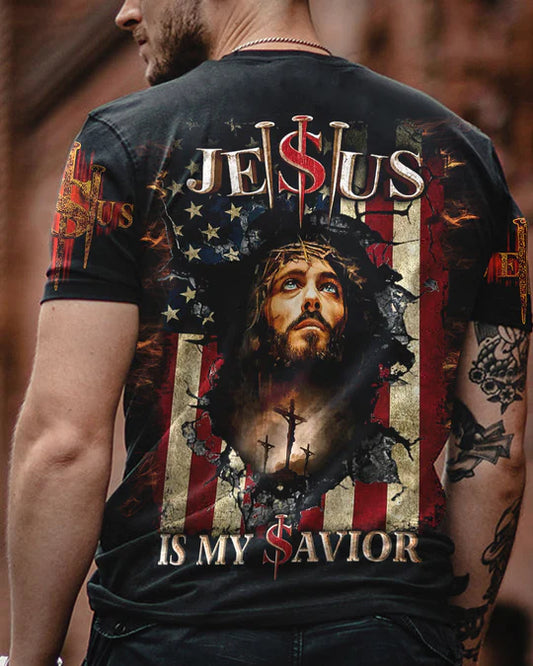 Christianartbag 3D T-Shirt For Men, Jesus Is My Savior Crack Flag Men's All Over Print Shirt , Christian T-Shirt, Christian 3D T-Shirt, Unisex T-Shirt. - Christian Art Bag