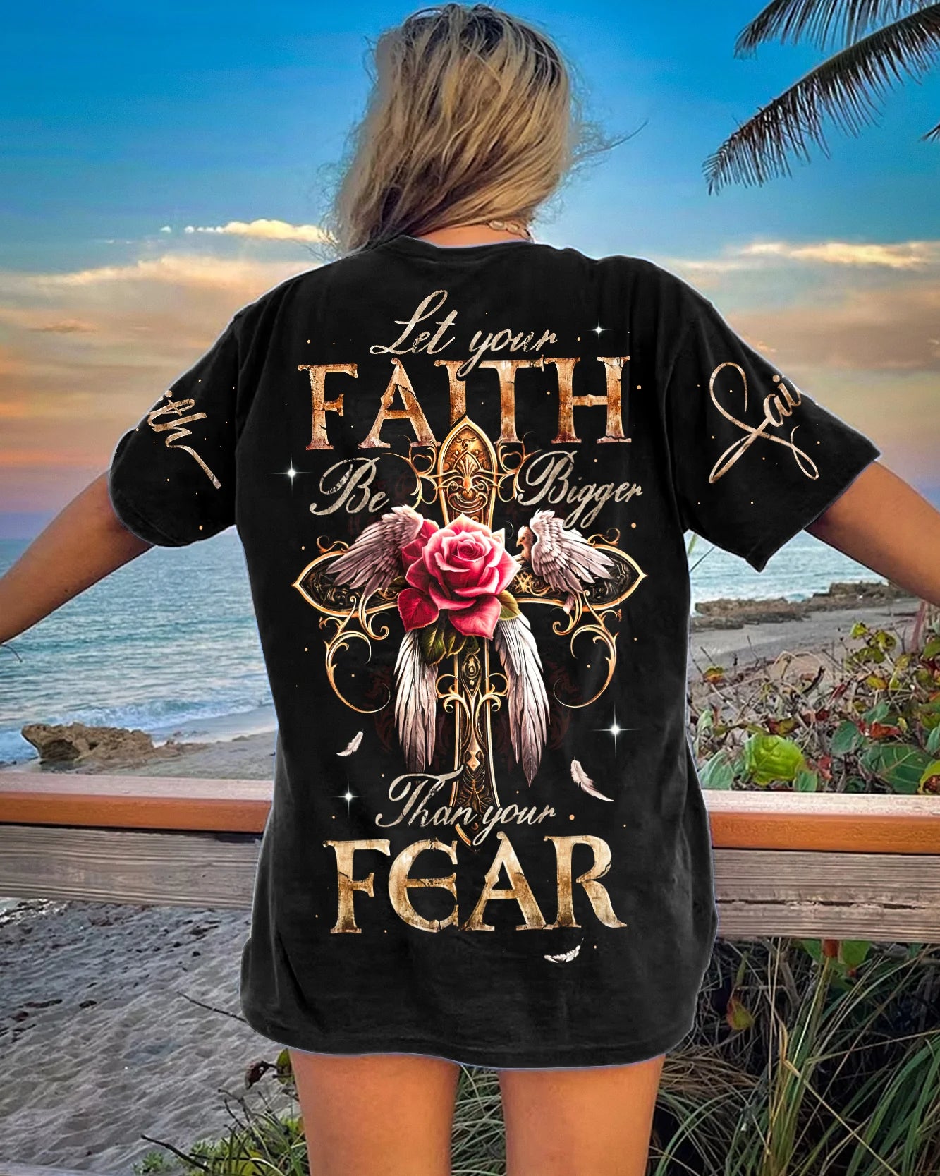 Christianartbag 3D T-Shirt For Women, Let Your Faith Be Bigger Than Your Fear, Christian Shirt, Faithful Fashion, 3D Printed Shirts for Christian Women - Christian Art Bag