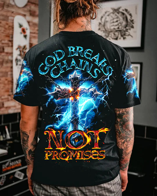 Christianartbag 3D T-Shirt For Men, God Breaks Chains Not Promises Men's All Over Print Shirt, Christian T-Shirt, Christian 3D T-Shirt, Unisex T-Shirt. - Christian Art Bag