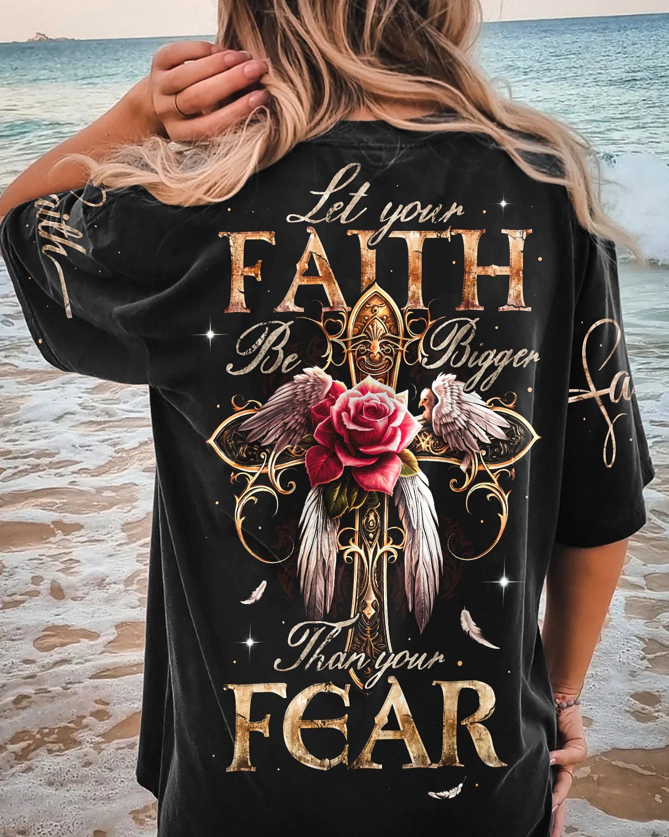 Christianartbag 3D T-Shirt For Women, Let Your Faith Be Bigger Than Your Fear, Christian Shirt, Faithful Fashion, 3D Printed Shirts for Christian Women - Christian Art Bag