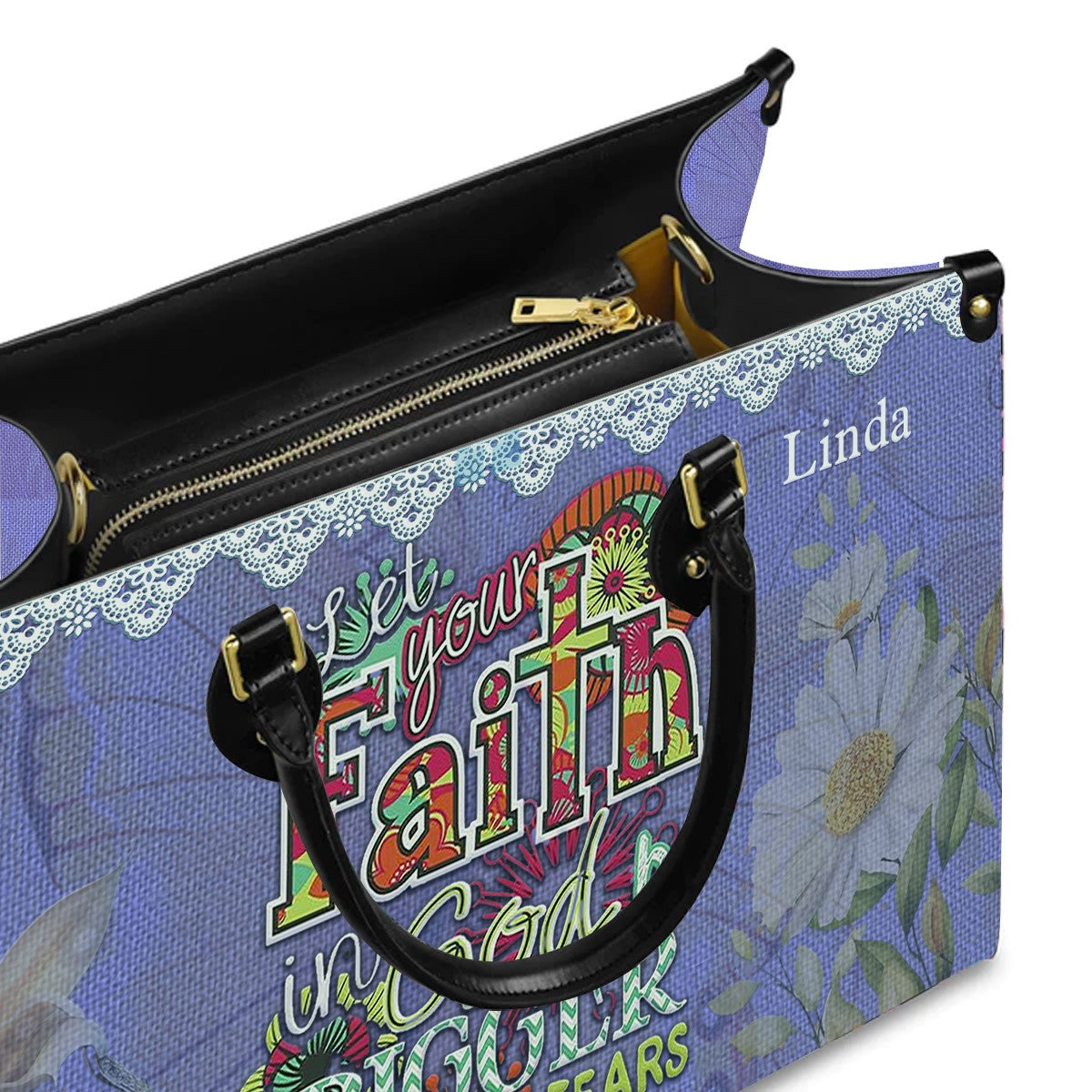 Christianartbag Handbags, Let Your Faith Be Bigger Than Your Fear Leather Handbag Purple, Personalized Bags, Gifts for Women, Christmas Gift, CABLTB01061023. - Christian Art Bag