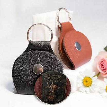 Personalized Armor of God Pocket Coin Keychain – Custom Double-Sided Religious Gift for Him