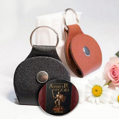 Personalized Armor of God Pocket Coin Keychain – Custom Double-Sided Religious Gift for Him