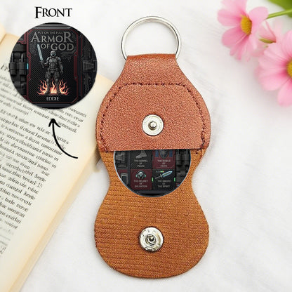 Personalized Armor of God Pocket Coin Keychain – Custom Double-Sided Religious Gift for Him