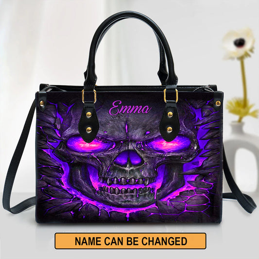 Christianart Personalized Gifts For Women, Purple Skull Leather Bag Handbag Purse for Women Fashion Small Casual Tote Luxury Shoulder Messenger Bolsa Female. - Christian Art Bag