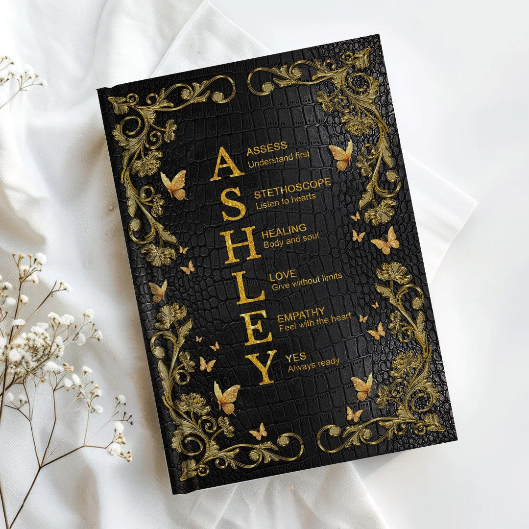 Personalized Leather Notebook for Teachers - Custom Name & Career Acrostic Alphabet Gift