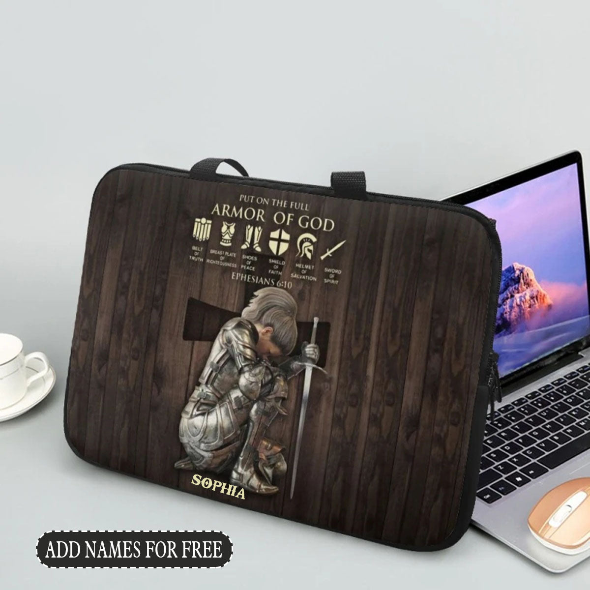 Christianartbag Laptop Bag, Put On The Full Armor Of God Laptop Bag, Personalized Laptop Bag, Laptop Bag, CABLTB01180823. - Christian Art Bag