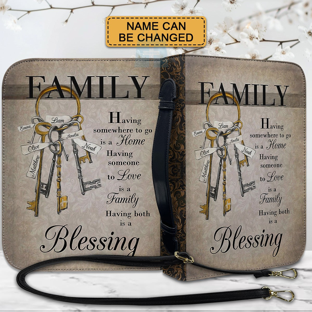 CHRISTIANARTBAG Bible Cover - Having both is a Blessing FAMILY is a Blessing - Personalized Bible Cover - Christian Gifts.