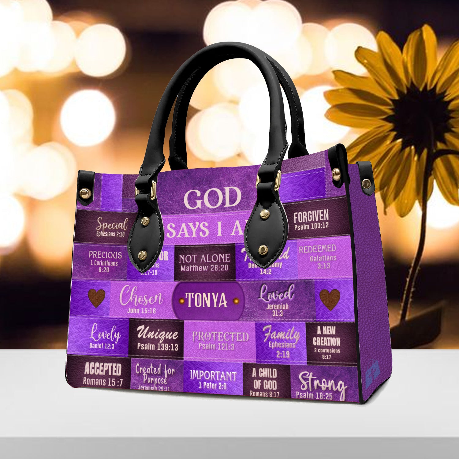 Christianartbag Handbags, God Says I Am Leather Handbag Purple, Personalized Bags, Gifts for Women, Christmas Gift, CABLTB02240923. - Christian Art Bag