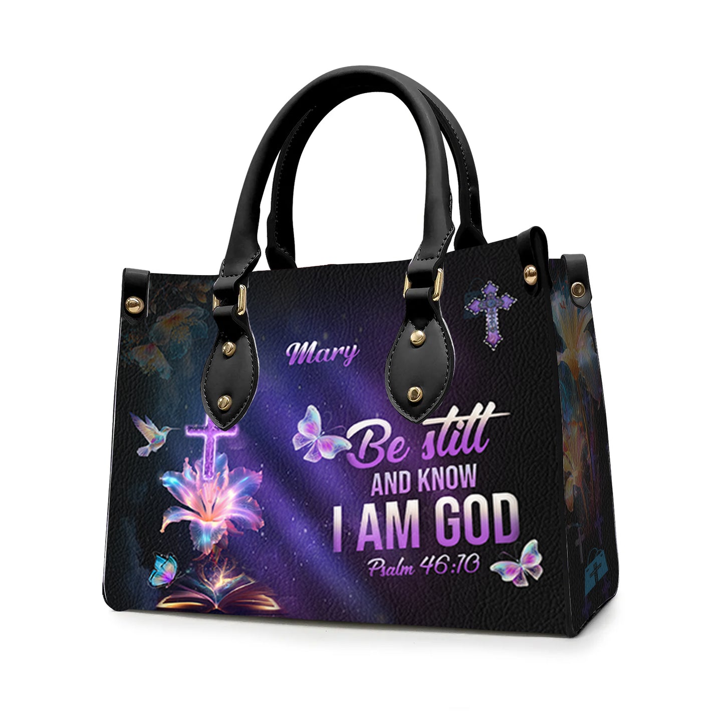 Christianartbag Handbags, Blessed Is She Leather Handbag Blue, Personalized Bags, Gifts for Women, Christmas Gift, CABLTB04290923. - Christian Art Bag