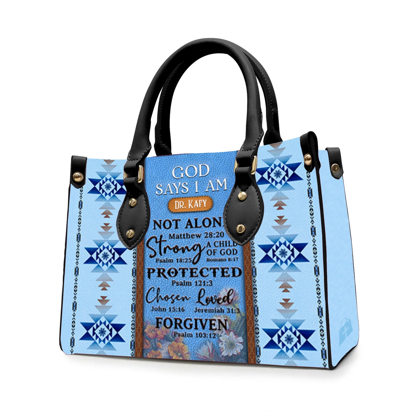 Christianartbag Handbags, GOD Says I Am Leather Handbag, Vintage hand-woven southwest lacing design Leather Handbag, Gifts for Women, CABLTB02131023. - Christian Art Bag
