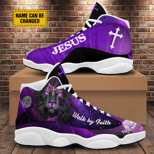 Christianartbag Shoes, Walk By Faith Christian Galaxy Basketball Shoes, Personalized Shoes, Christian Gift, Jesus Purple Shoes, CABSH06121223. - Christian Art Bag