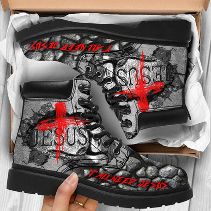 Christianartbag Leather Boots - Y'all Need Jesus Design, Personalized Christian Leather Boots - CABSH05121223 - Christian Art Bag