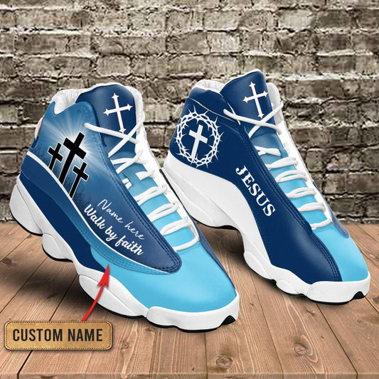 Christianartbag Shoes, Blue Cross Walk By Faith Jesus Christian Shoes, Personalized Shoes, Christian Gift, Jesus Shoes, CABSH04121223. - Christian Art Bag