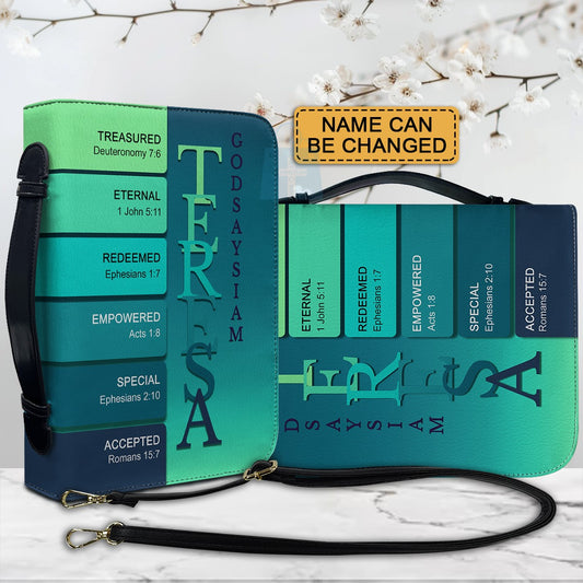 CHRISTIANARTBAG Bible Cover Aqua Serenity - Uncover the sacred meaning of your name - Personalized Bible Cover Ocean-inspired, cool greens and blues, refreshing tones, aquatic themes, CABBBCV04111924.