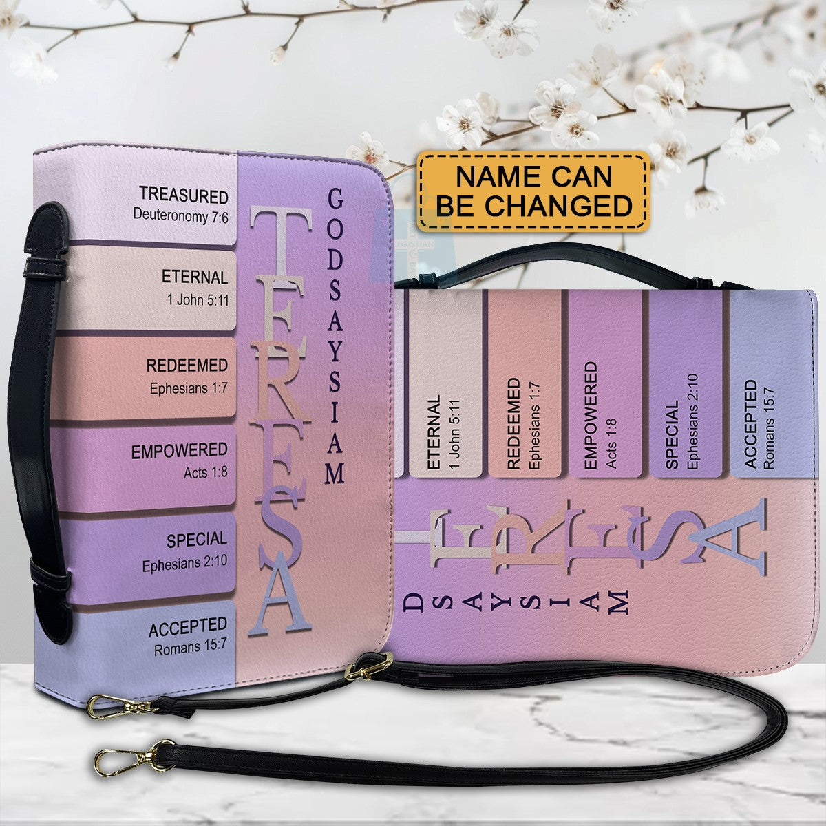 CHRISTIANARTBAG Bible Cover Dreamy Lavender Sky - Uncover the sacred meaning of your name - Personalized Bible Cover Soft purples, pastel pinks, serene gradients, magical dusk tones, CABBBCV06111924.